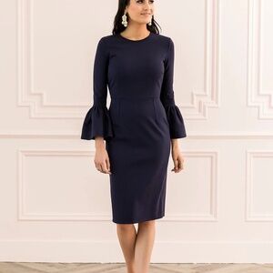 Rachel Parcell Navy Ponte Dress with Long Sleeve and Back Zip